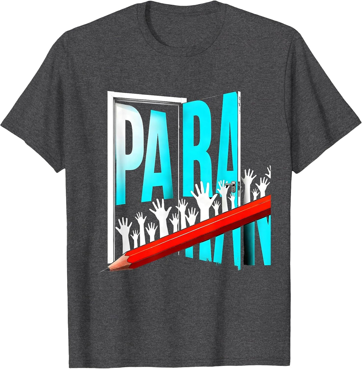 Para New Wave Typography School Paraprofessional T-Shirt - Dark Heather Grey