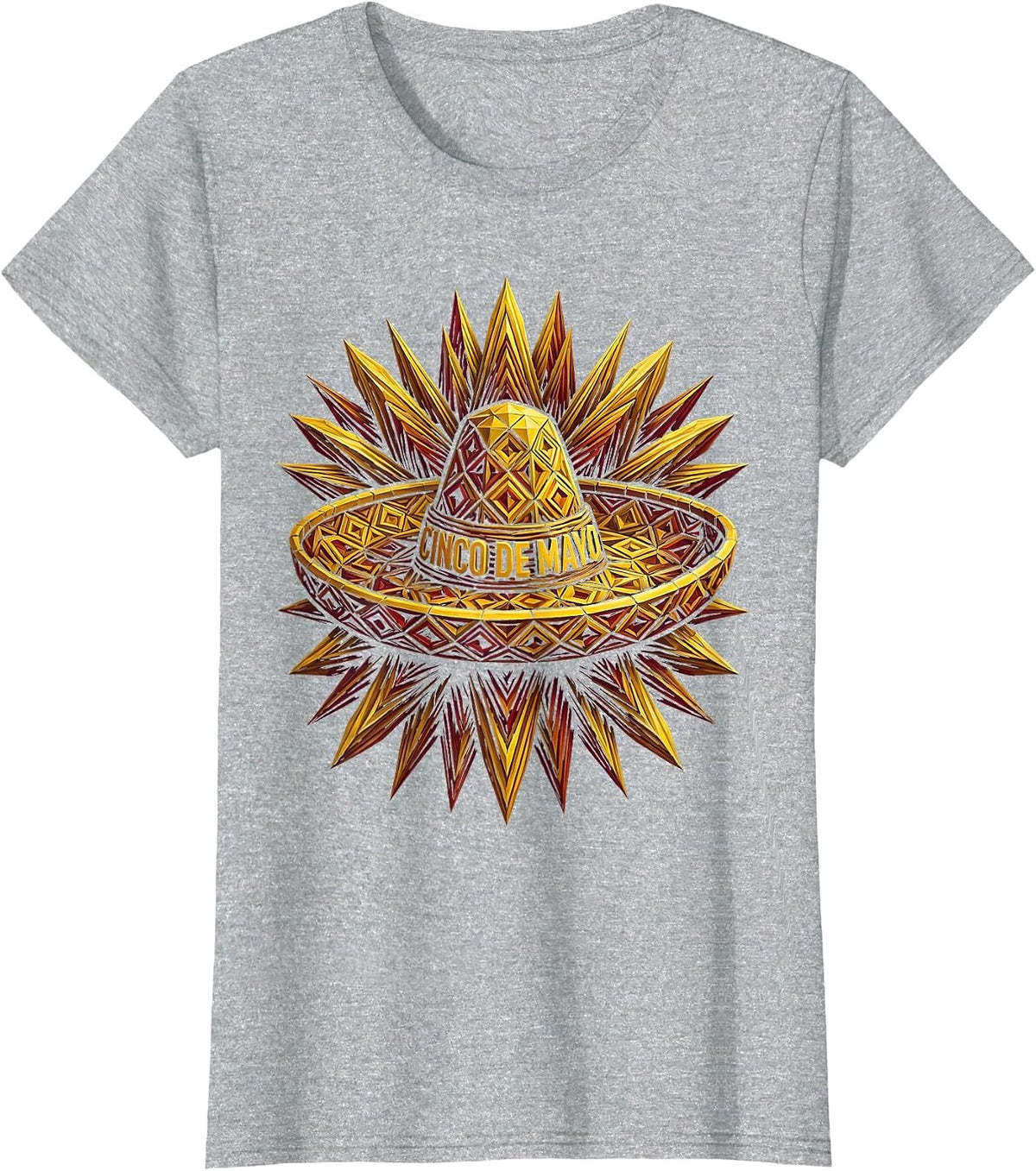 Cinco de Mayo Festive Mexican Celebration Design T-Shirt - Heather Grey