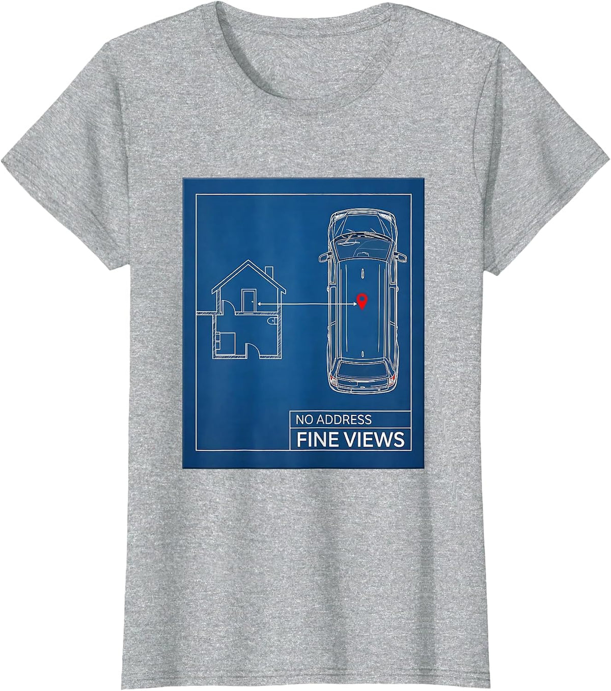 No Address Fine Views Retro Vintage Van Life Nomads T-Shirt - Heather Grey