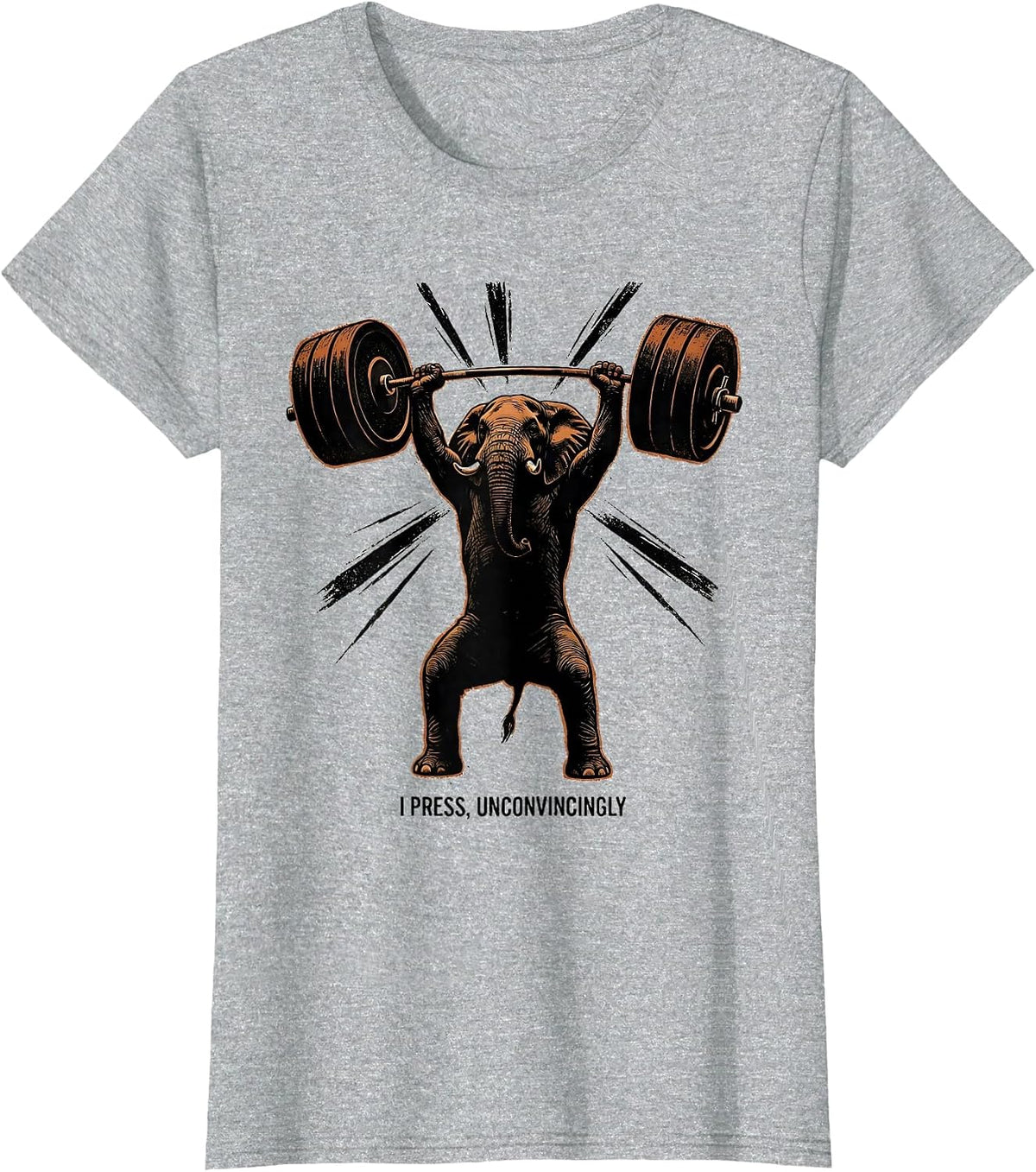 I Press, Unconvincingly Funny Gym Workout Weightlifting T-Shirt - Heather Grey