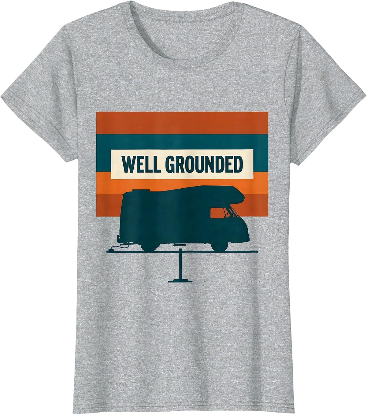 Women's Well Grounded Vintage Van Life Nomads Retro Camper Van T-Shirt - Heather Grey