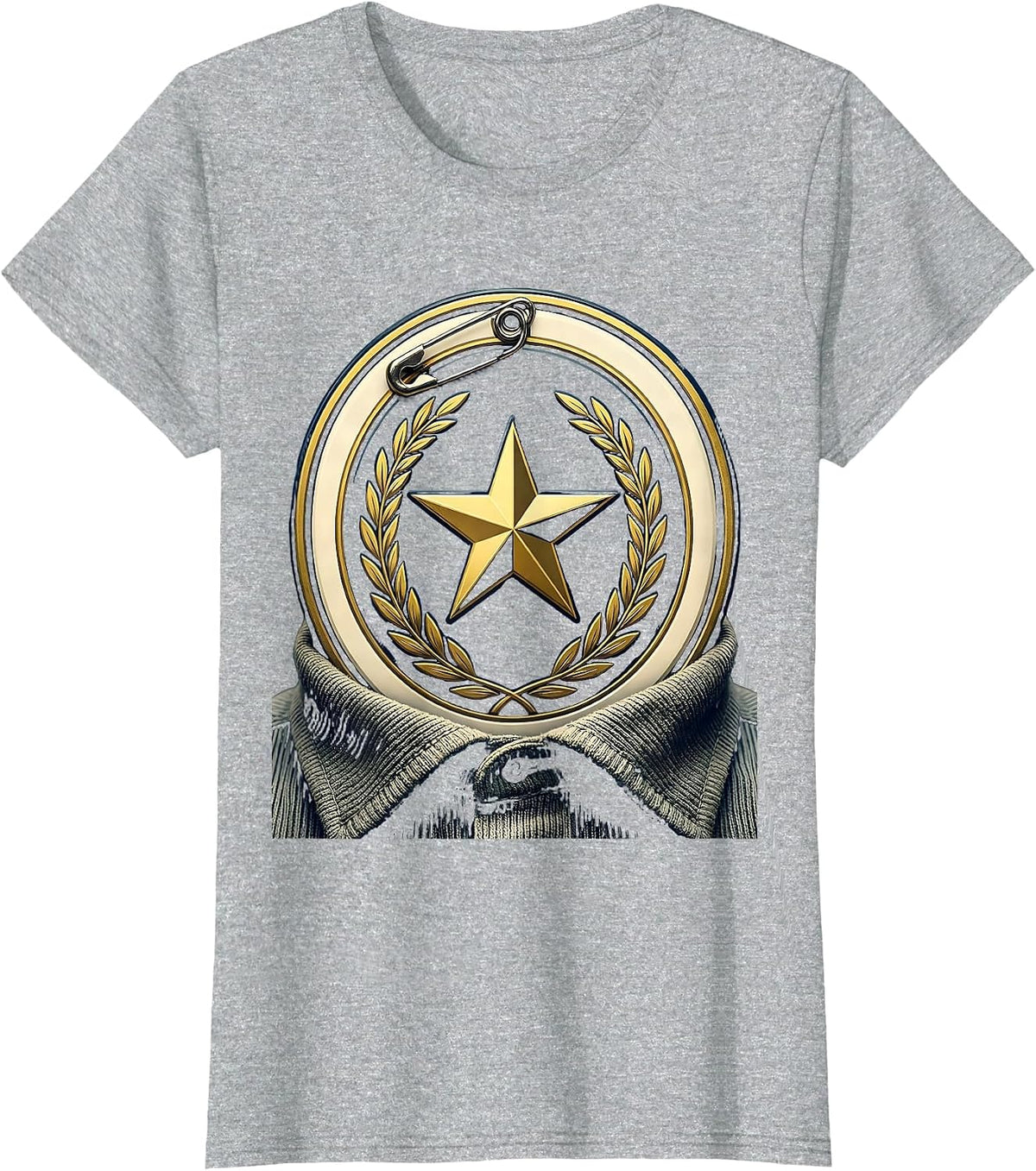 Substitute Teacher Badge Pinned to Wrinkled Shirt T-Shirt - Heather Grey