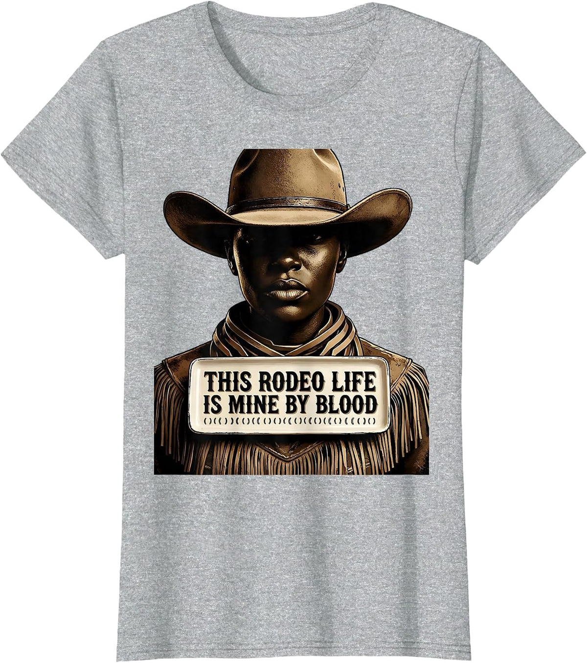 This Rodeo Life Is Mine By Blood Western Cowgirl Monochrome T-Shirt - Heather Grey