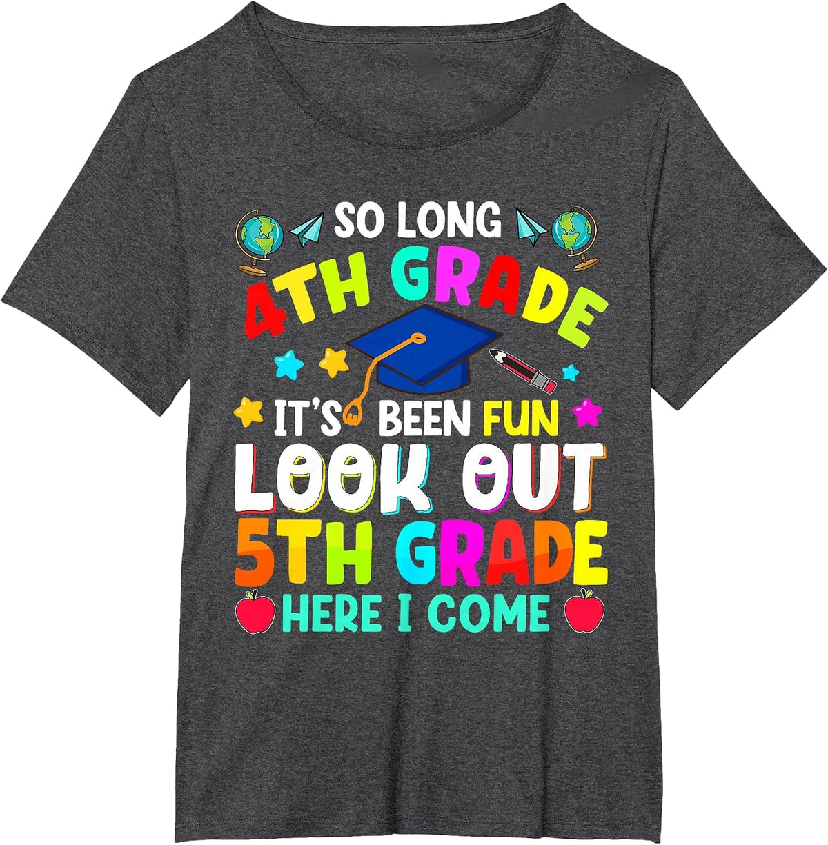 So Long 4th Grade Graduation Graduate Teacher Kids Boys Girl T-Shirt - Dark Heather Grey