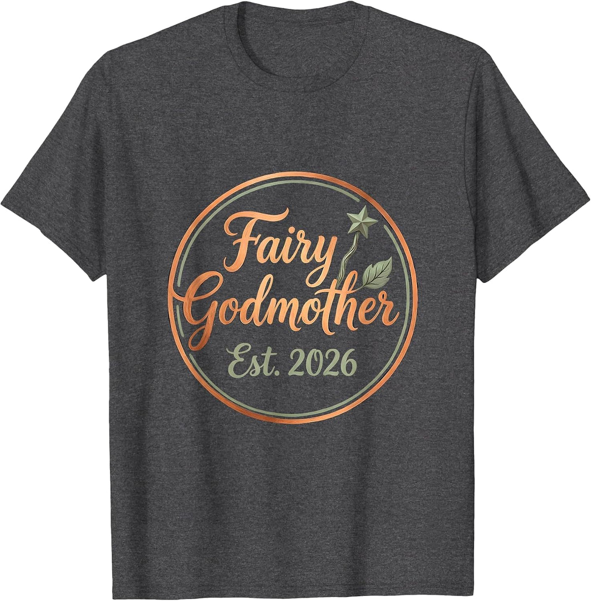 Fairy Godmother Est. 2026 Boho Typography Grandma Gift T-Shirt - Dark Heather Grey