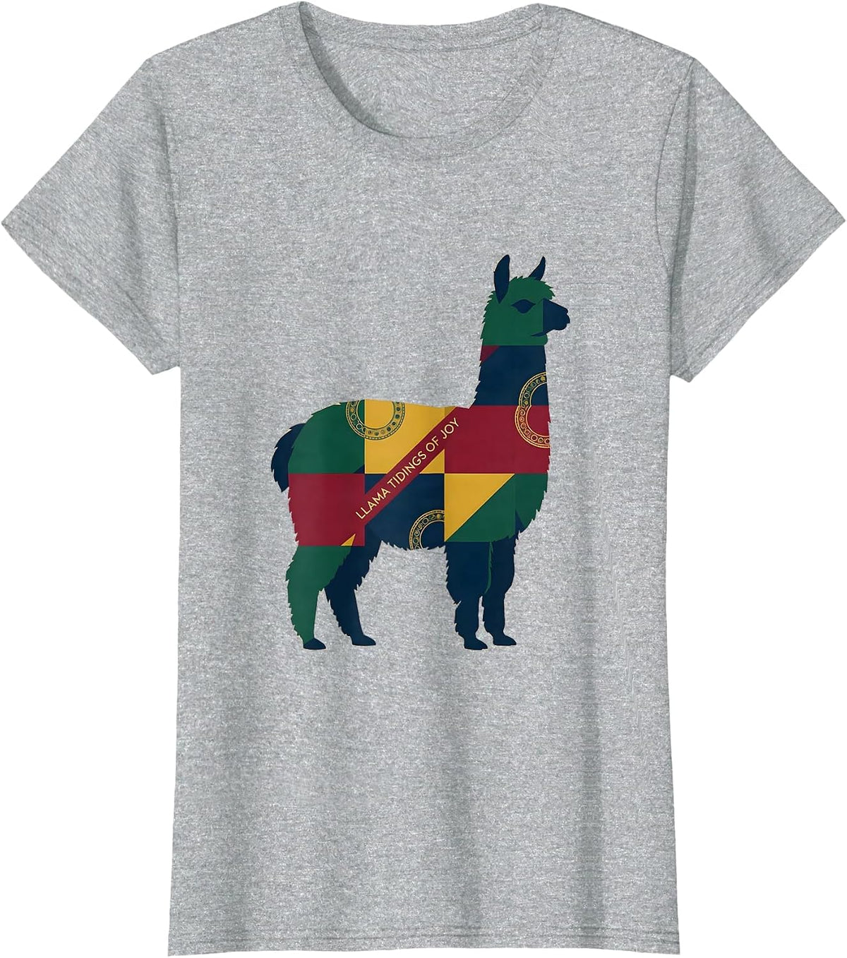 Llama Tidings Of Joy Funny Christmas Llama Lover Gift T-Shirt - Heather Grey