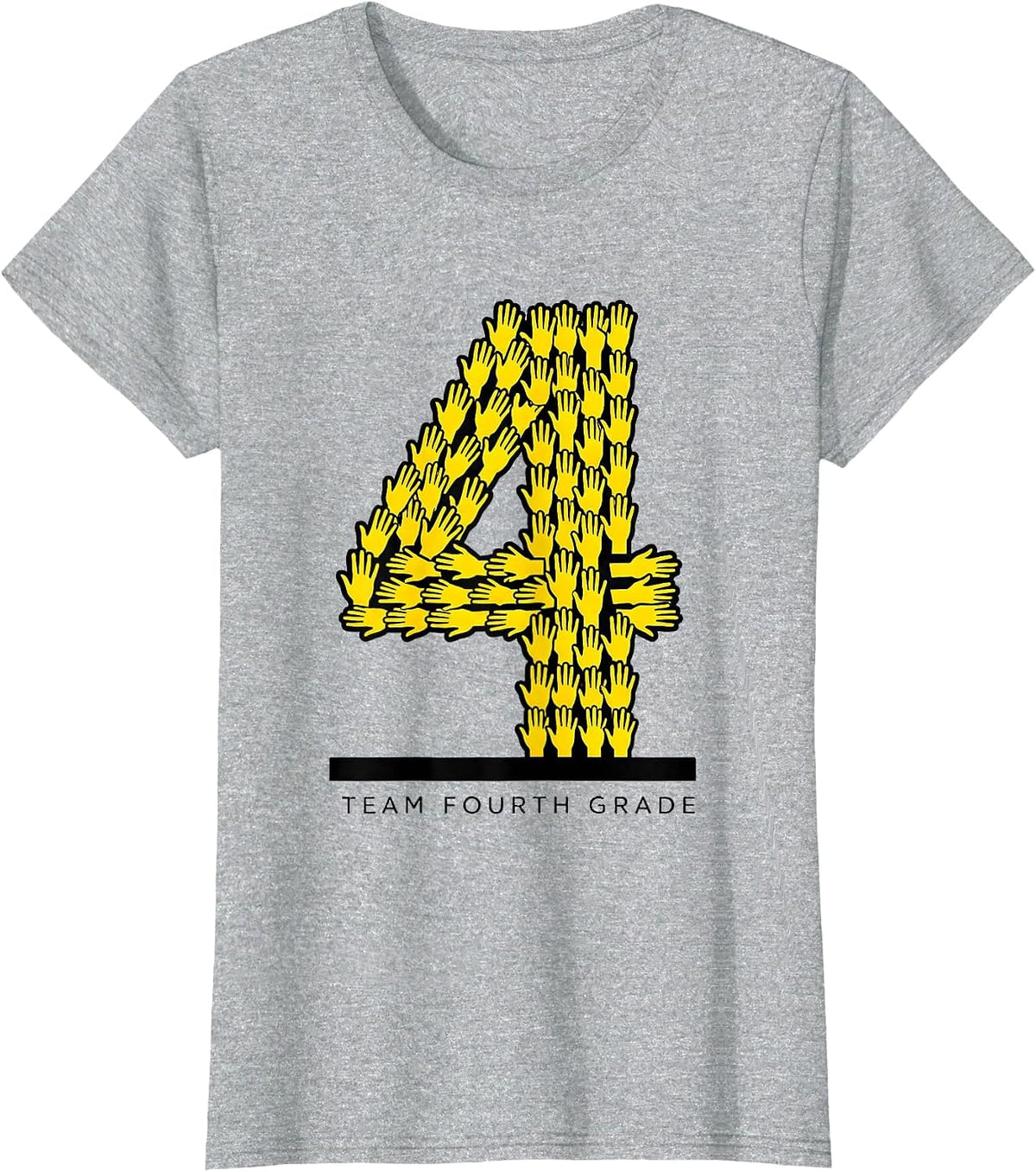 Women's Team Fourth Grade Stencil Graphic Teacher Back to School T-Shirt - Heather Grey