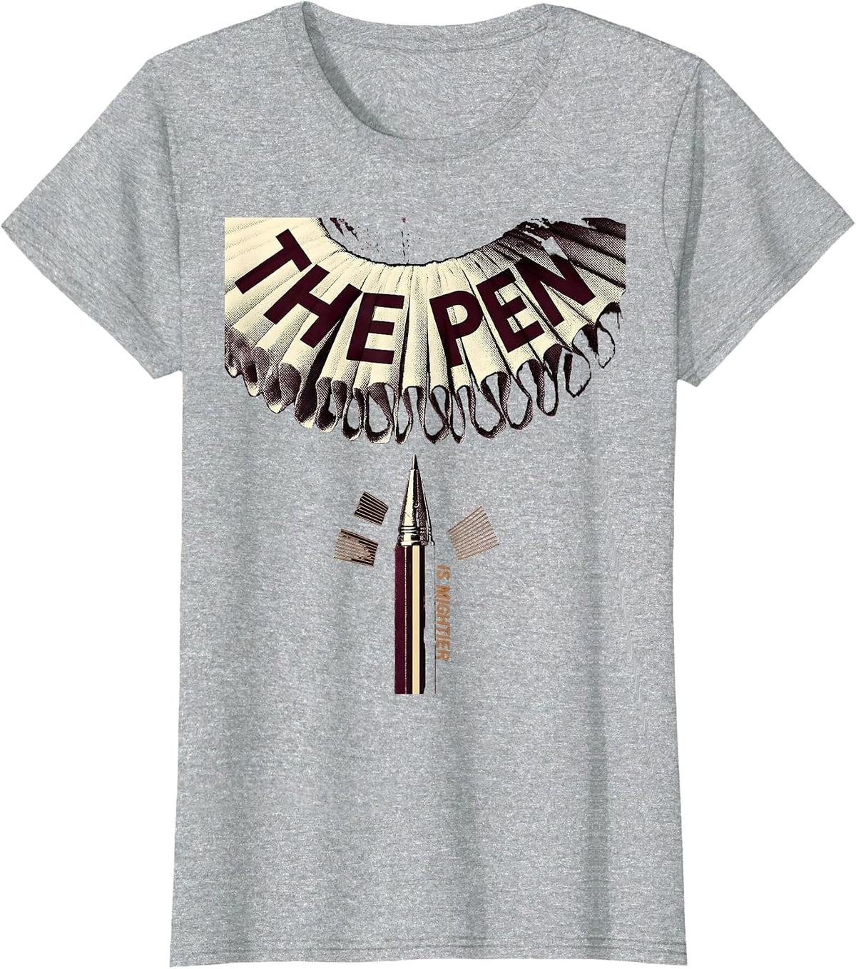 The Pen Is Mightier New Wave Typography Shakespeare Humor T-Shirt - Heather Grey