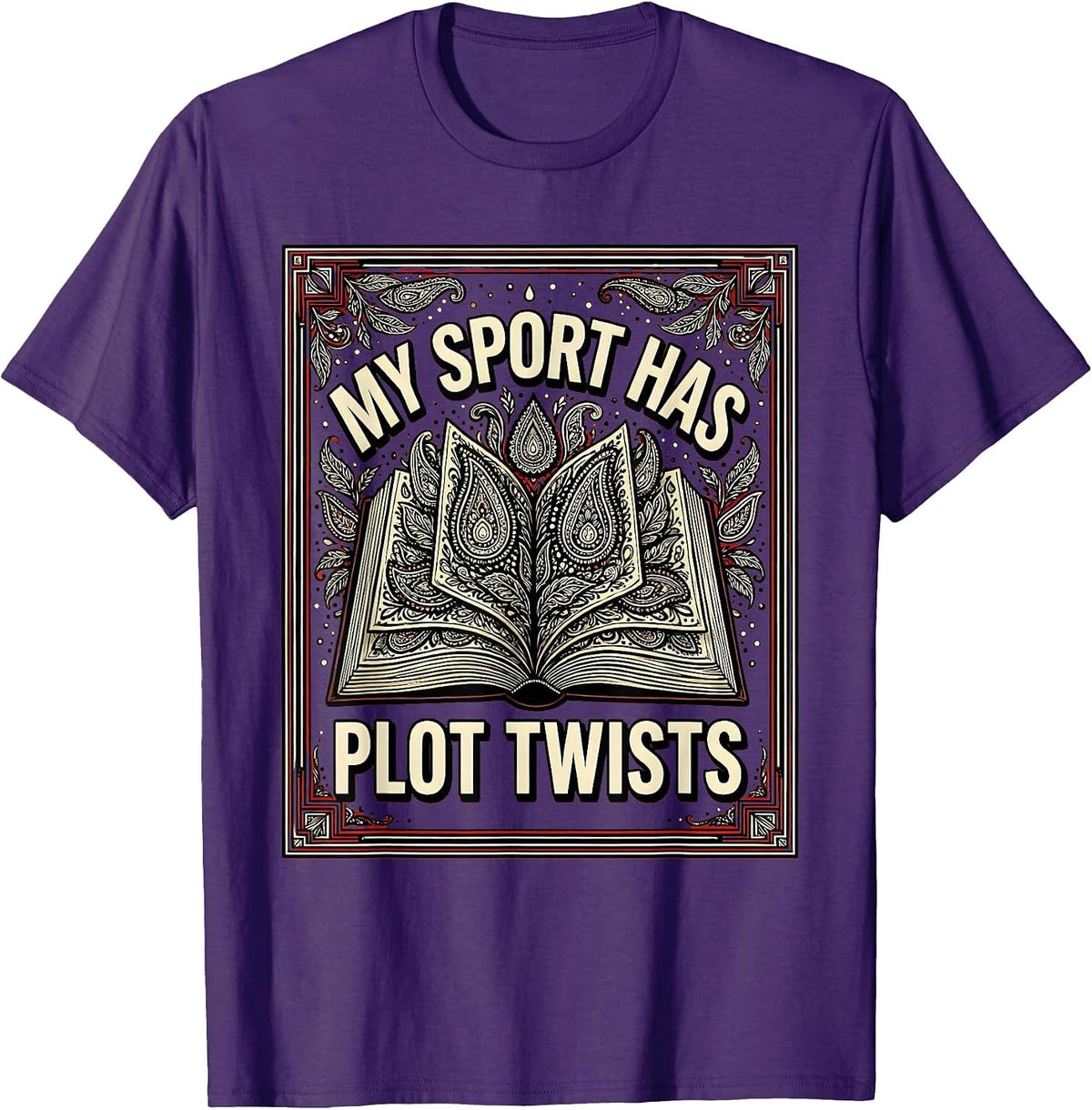 Reading Is My Favorite Sport Plot Twists Design T-Shirt - Purple