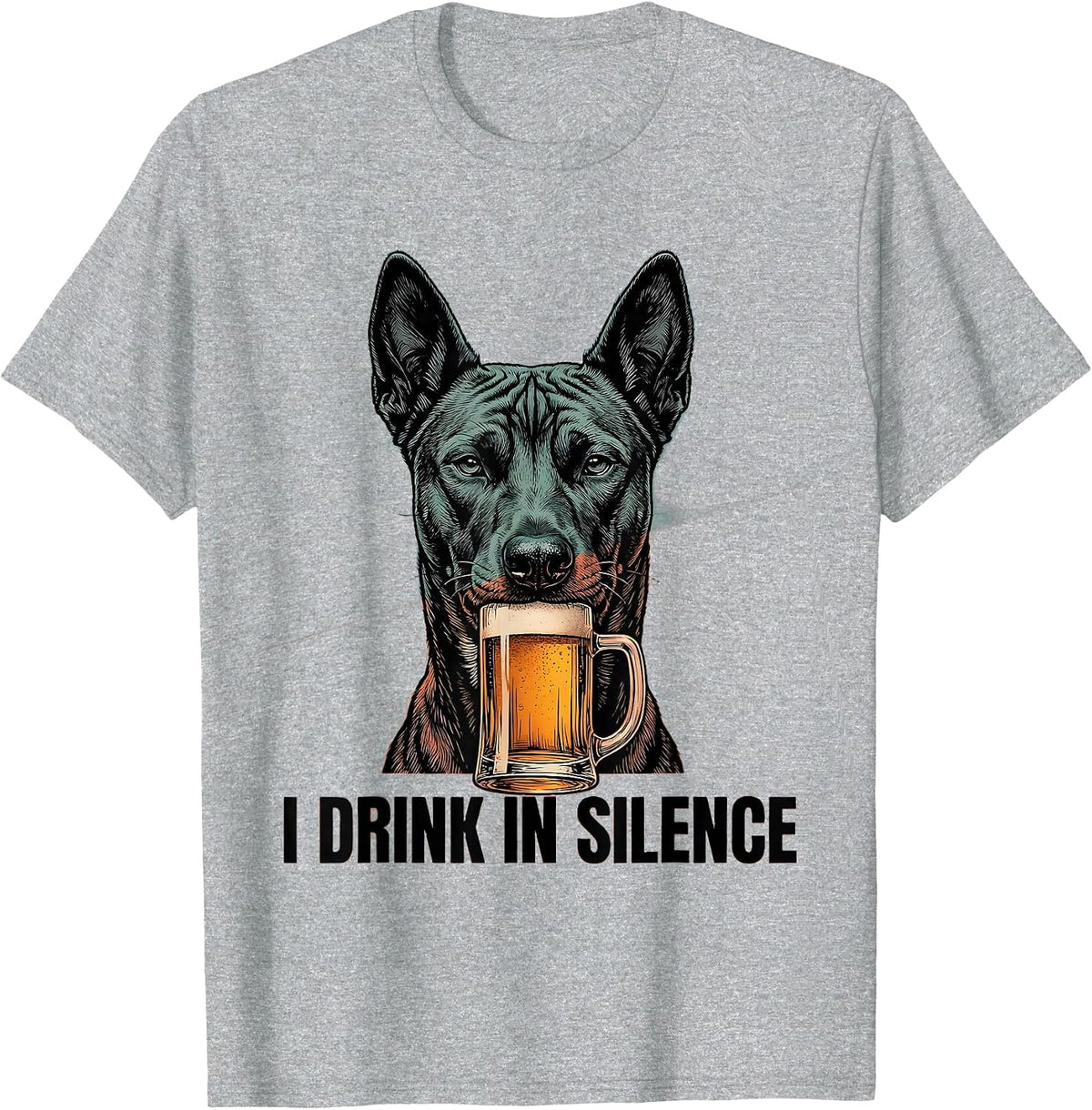 Men's I Drink In Silence Funny Basenji Dog Meme Humor T-Shirt - Heather Grey