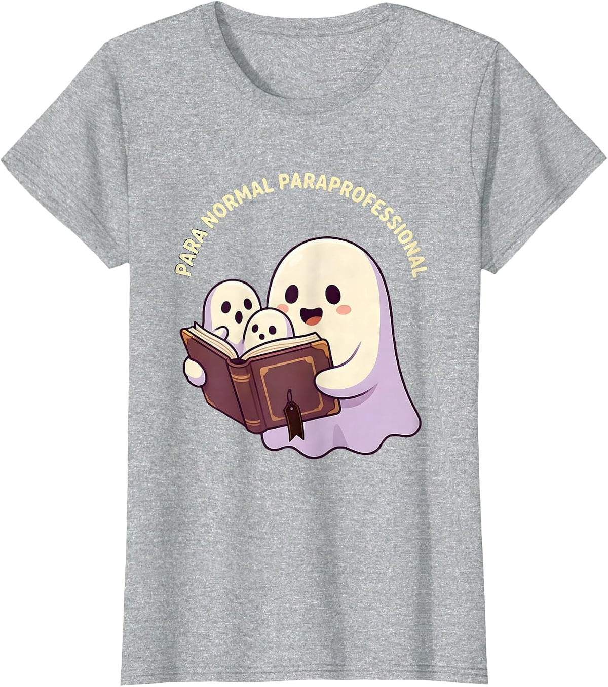 Women's Para Normal Paraprofessional Cute Kawaii Ghost Halloween T-Shirt - Heather Grey