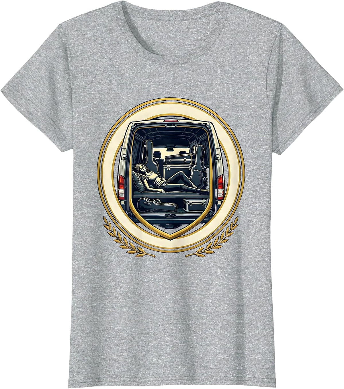 Band Mom Van Life Sleeping Musician Graphic T-Shirt - Heather Grey