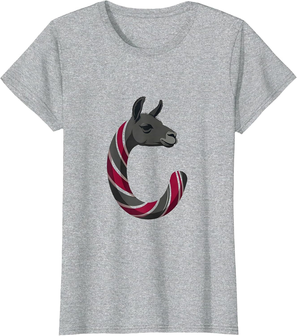 Llama Candy Cane Christmas Llama Lover Humor T-Shirt - Heather Grey