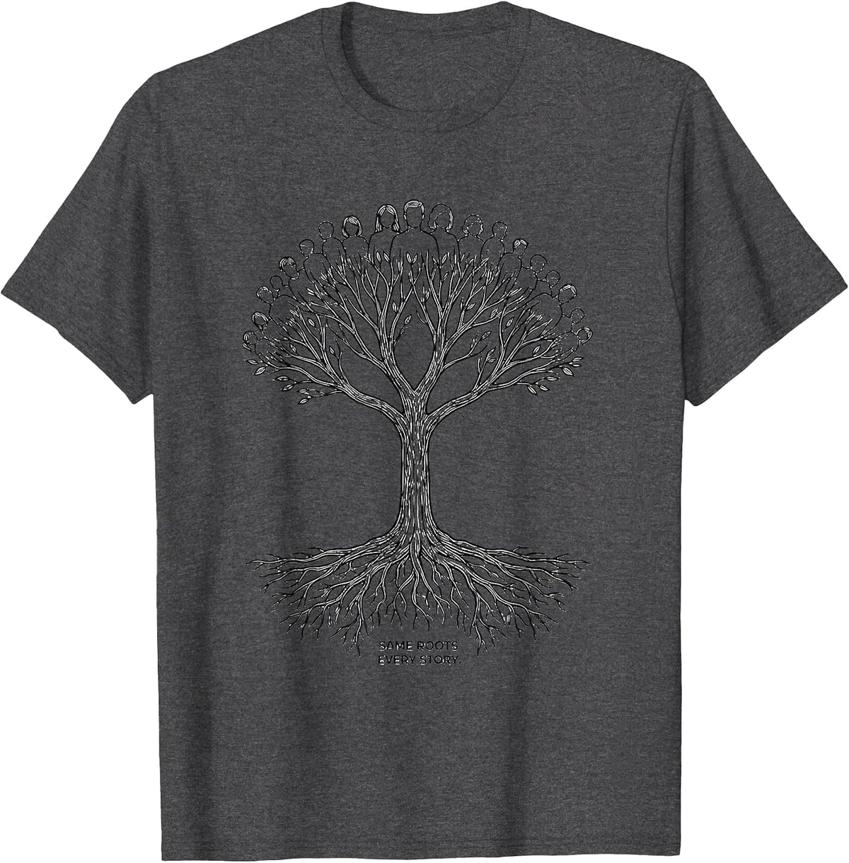 Men's Same Roots Every Story Family Reunion Matching Group Pride T-Shirt - Dark Heather Grey