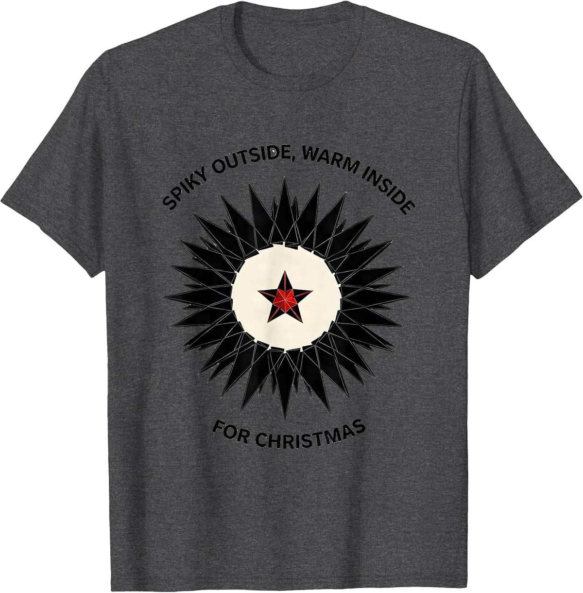 Men's Spiky Outside, Warm Inside For Christmas Cute Hedgehog T-Shirt - Dark Heather Grey