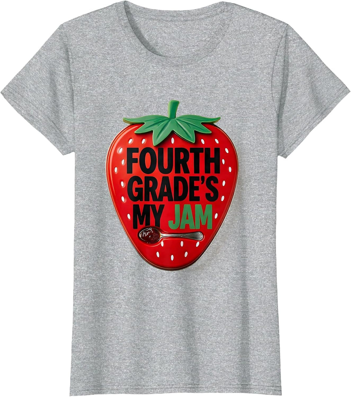 Fourth Grade's My Jam Strawberry Back To School Teacher Kid T-Shirt - Heather Grey