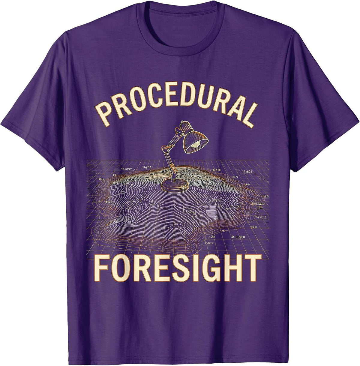 Procedural Foresight Topographic Contour Funny English T-Shirt - Purple