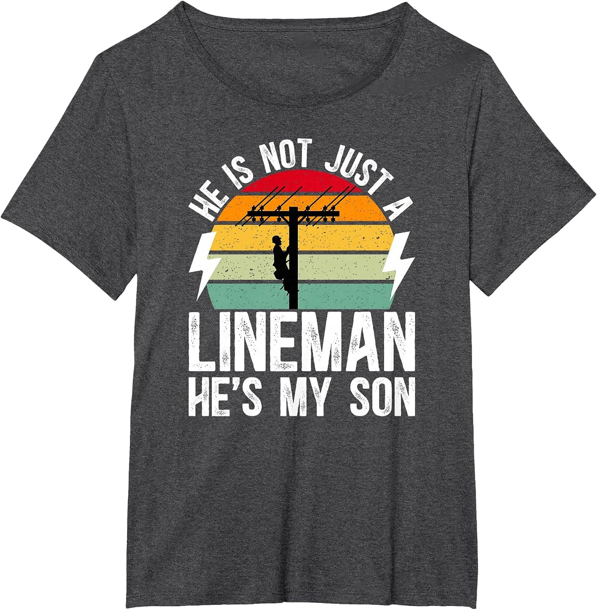 He's My Son Lineman Mom of A Lineman Mama Line Mother T-Shirt - Dark Heather Grey