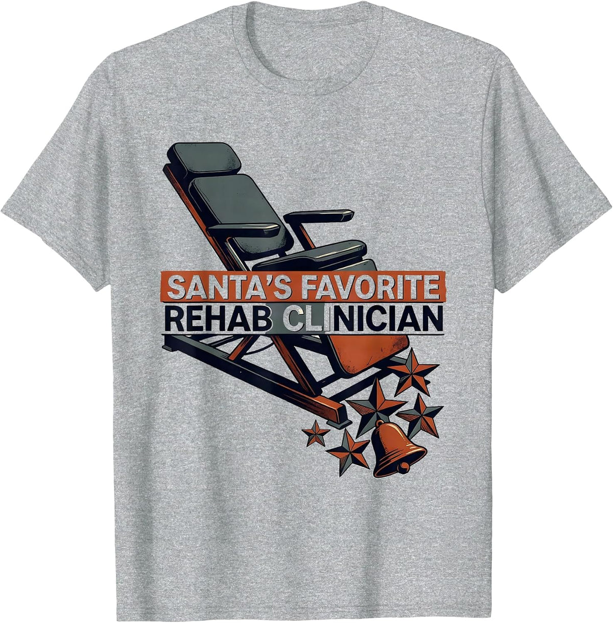 Men's Santa's Favorite Rehab Clinician Midcentury Modern Physical T-Shirt - Heather Grey