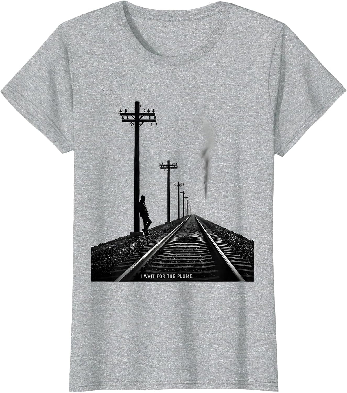 Women's I Wait For The Plume Big Boy 4014 Train Enthusiast Vintage T-Shirt - Heather Grey