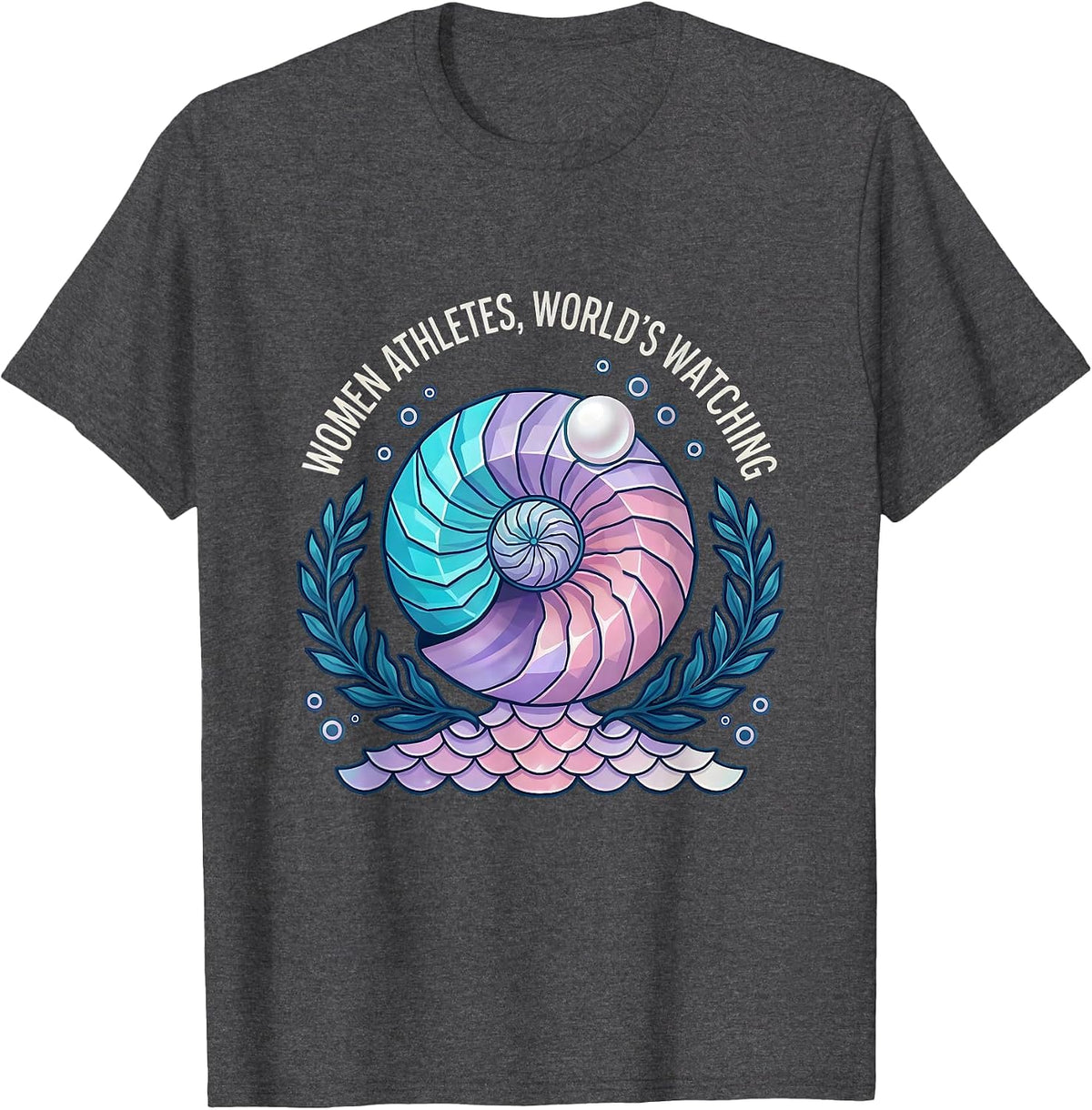 Men's Women Athletes World's Watching Sports Design T-Shirt - Dark Heather Grey