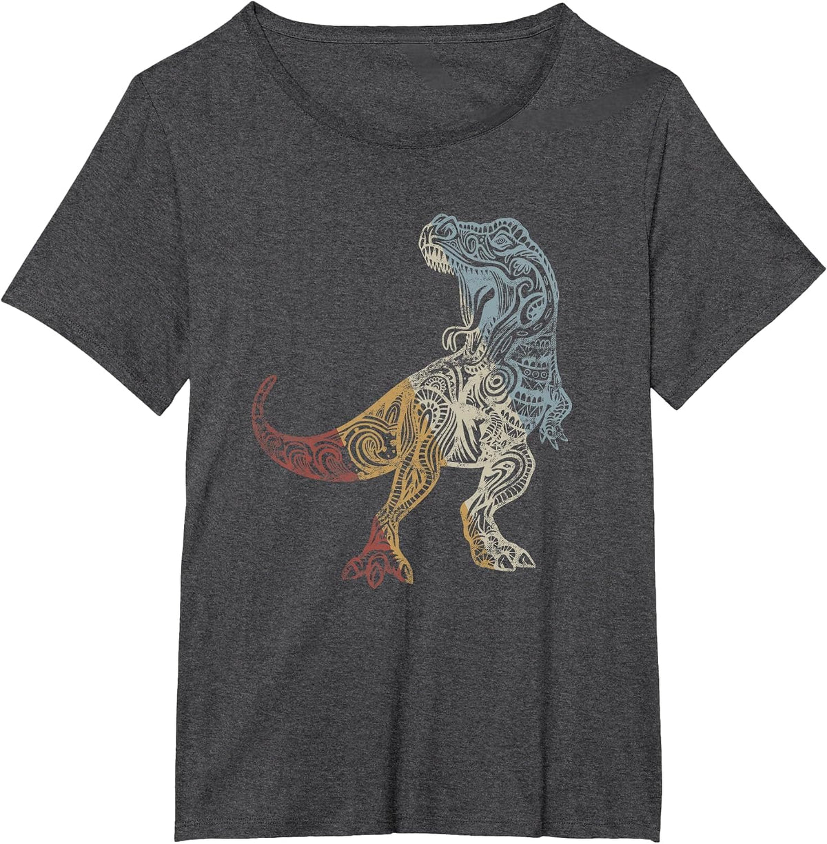 Dinosaur Retro Style Vintage T-Shirt - Dark Heather Grey