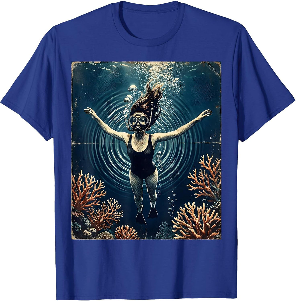 Deep Ocean Diver Labor Day Graphic T-Shirt - Royal Blue