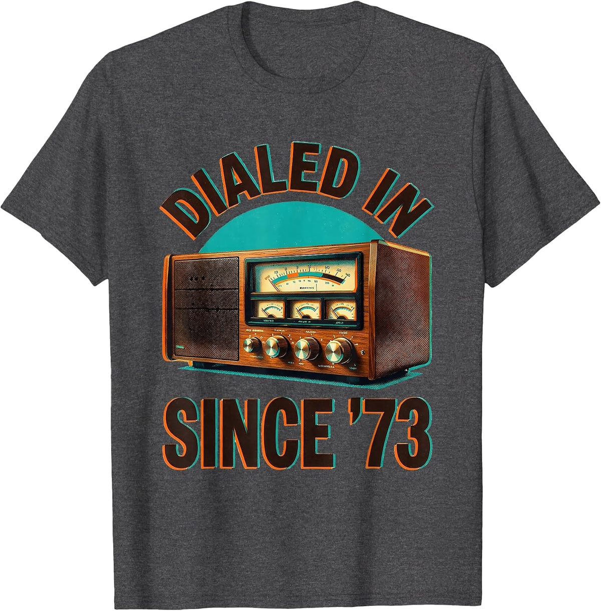 Dialed In Since '73 Vintage Ham Radio Design T-Shirt - Dark Heather Grey