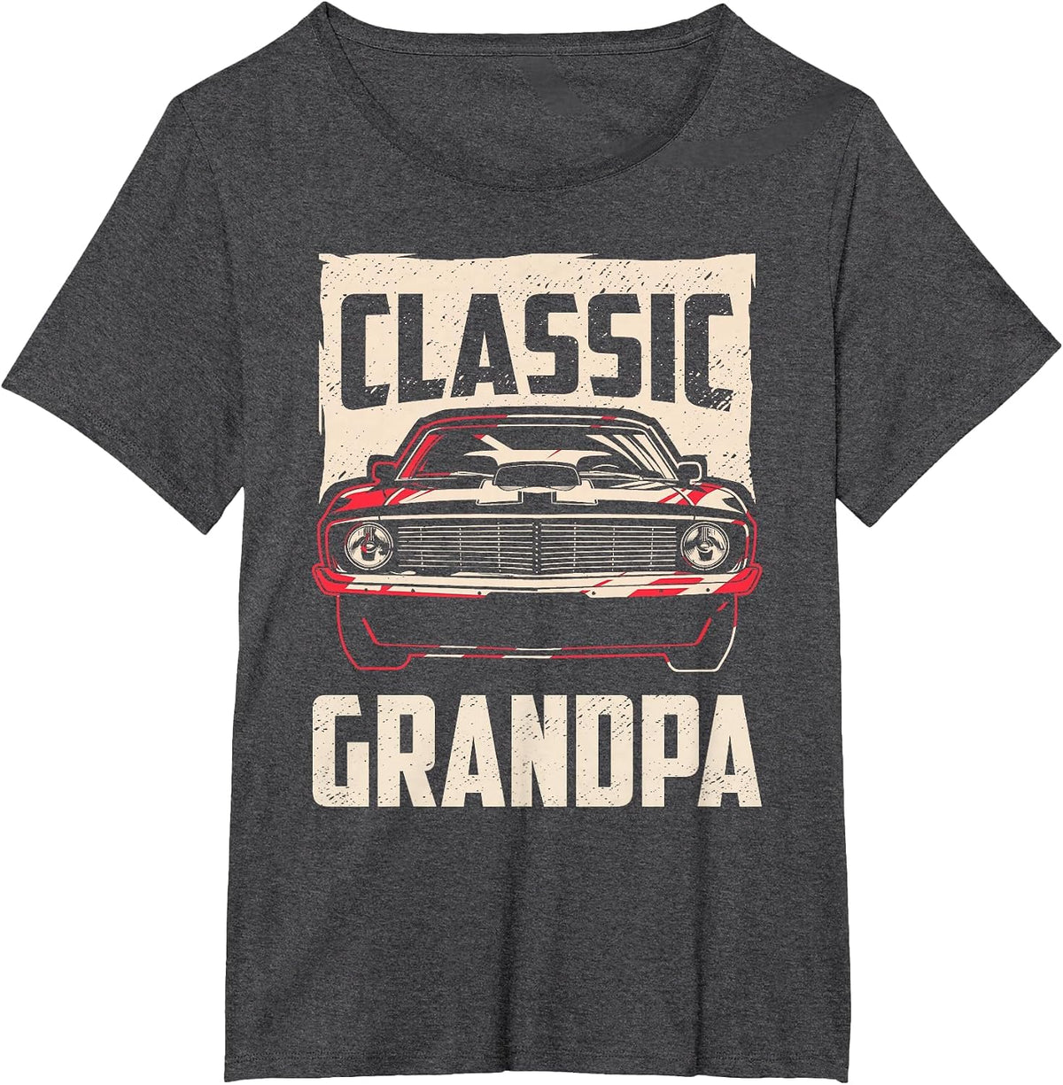 Classic Grandpa Funny Retro Fan Classic Car Lover Vintage T-Shirt - Dark Heather Grey