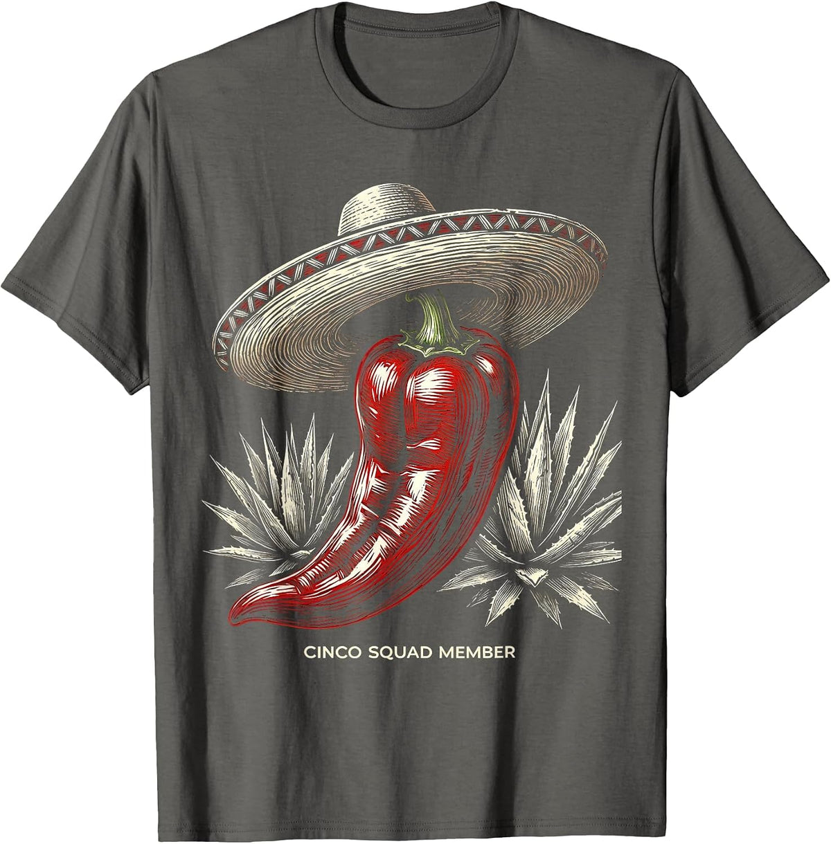Cinco De Mayo Cinco Squad Member Design T-Shirt - Asphalt Grey