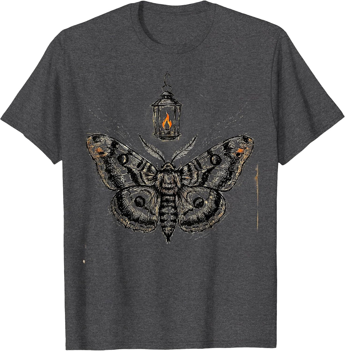 Men's Moth and Lantern Mental Health Awareness Design T-Shirt - Dark Heather Grey