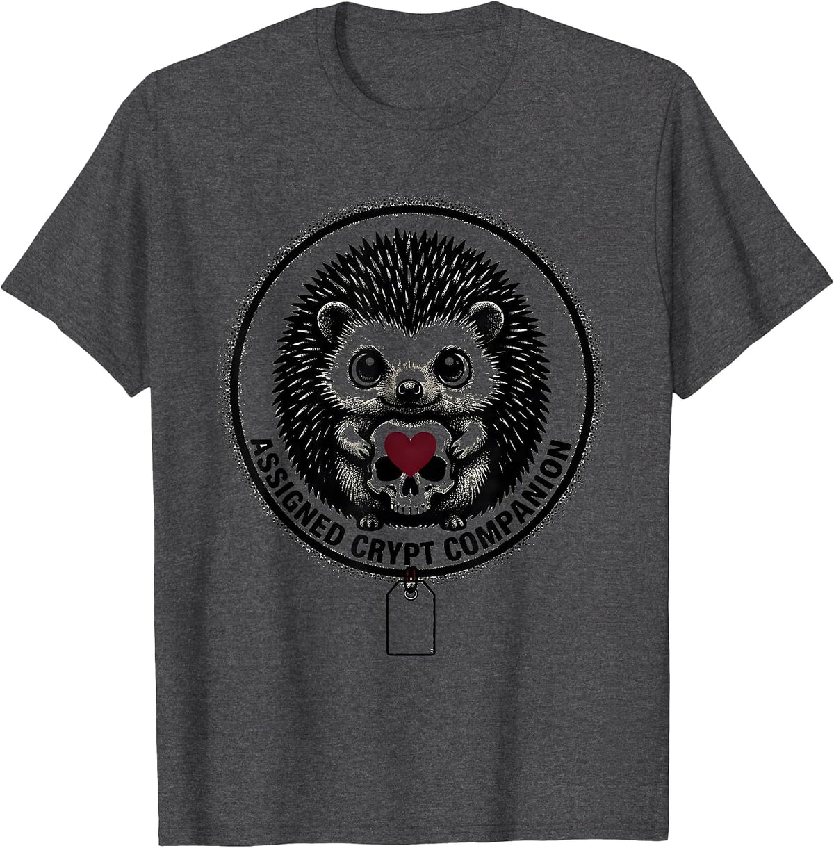 Men's Assigned Crypt Companion Pastel Goth Kawaii Chibi Hedgehog T-Shirt - Dark Heather Grey