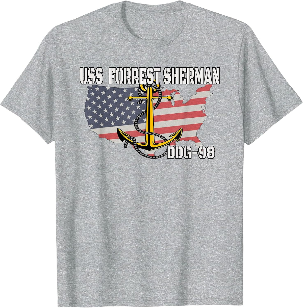 USS Forrest Sherman DDG-98 Destroyer Veterans Father Grandpa T-Shirt - Heather Grey