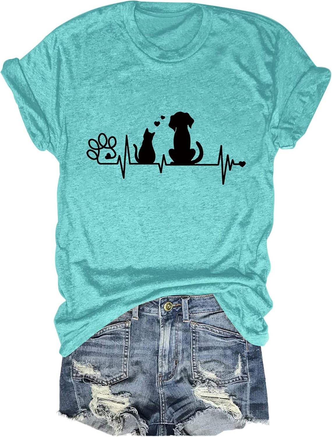 Treat Dealer T-Shirt Women Cute Dog Paw Print Graphic Tees Funny Humor Dog Lovers Shirt Dogs Owner Casual Crew Top -