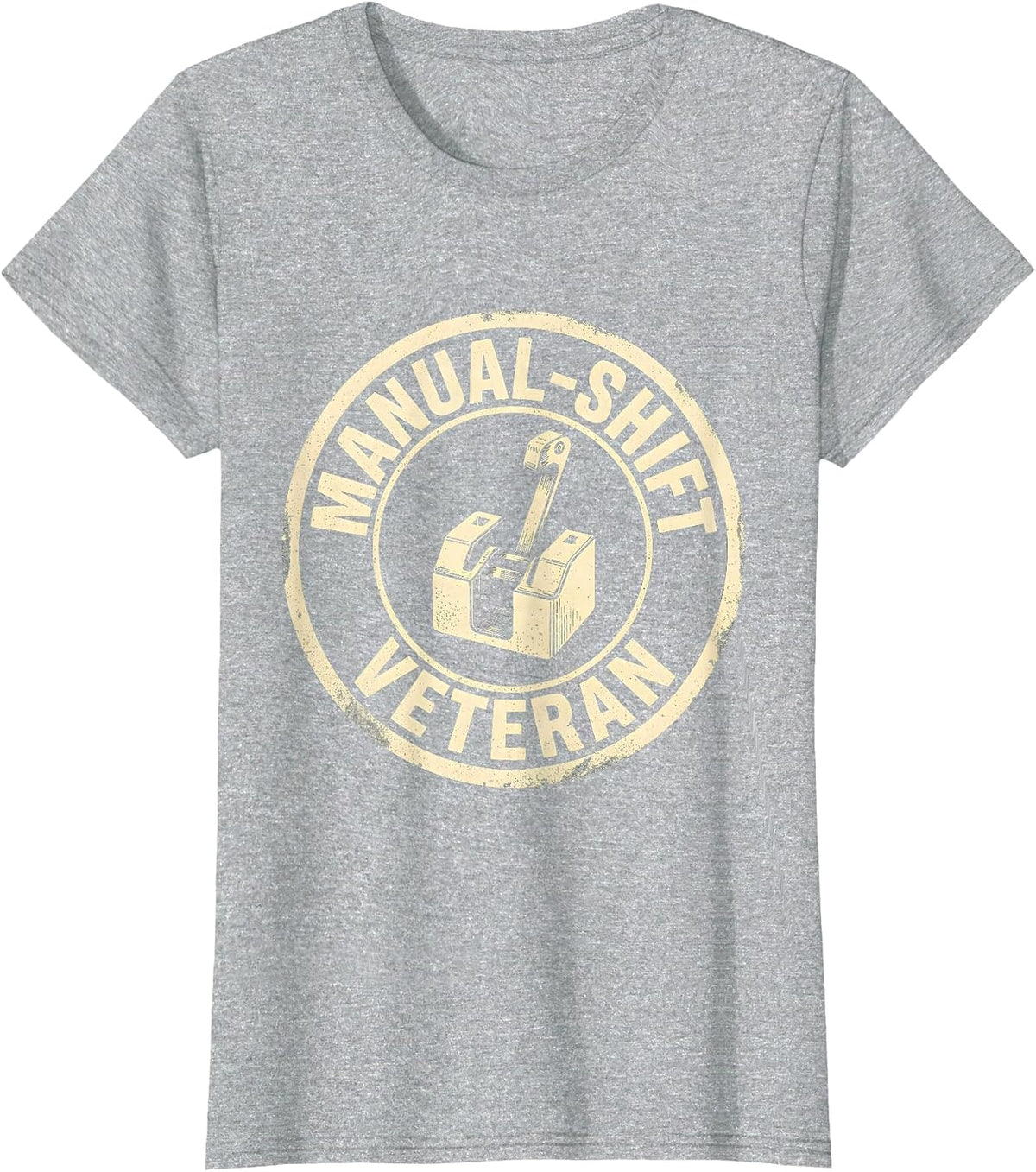 Women's Manual-Shift Veteran Classic Car Guy Stick Shift Humor T-Shirt - Heather Grey