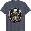 Eagle Skeleton Wings Spread Wide Graphic T-Shirt - Heather Blue