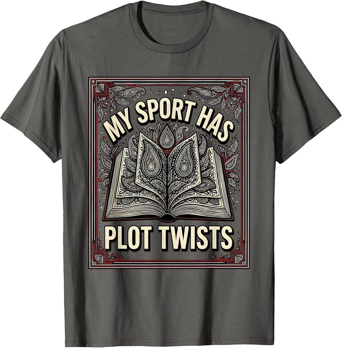 Reading Is My Favorite Sport Plot Twists Design T-Shirt - Asphalt Grey