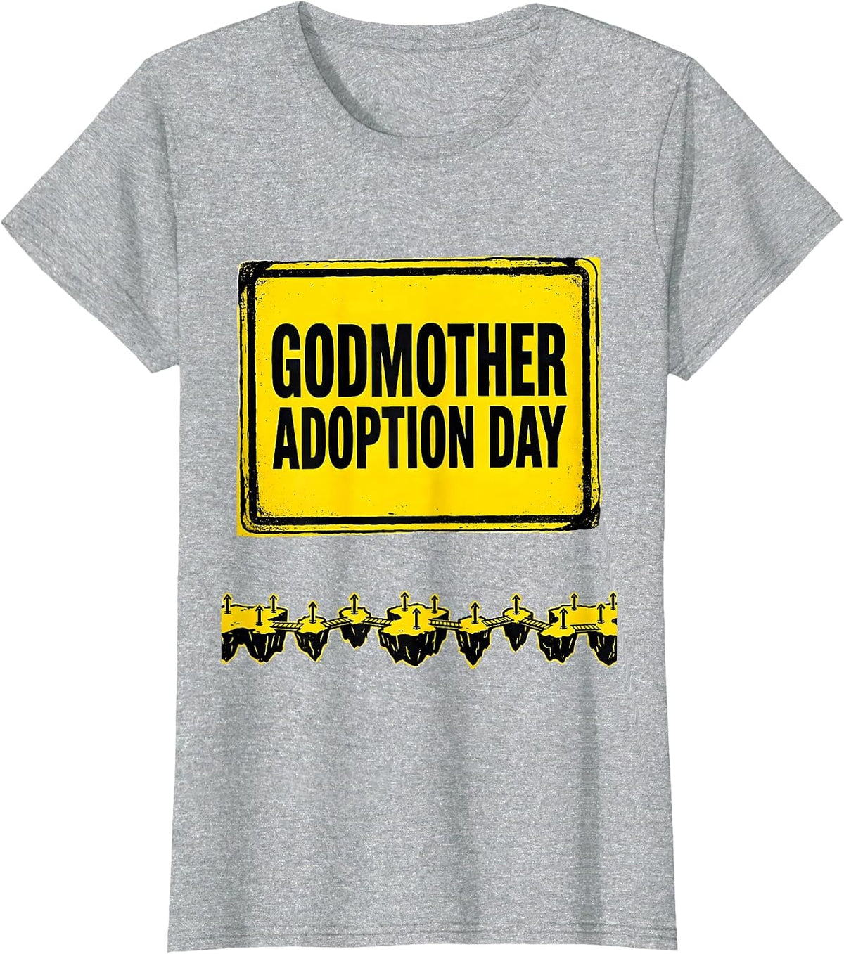 Women's Godmother Adoption Day Stencil Graphic Family Keepsake T-Shirt - Heather Grey