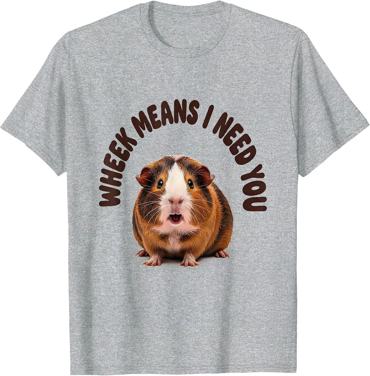 Men's Wheek Means I Need You Funny Guinea Pig Pet Lover Humor T-Shirt - Heather Grey