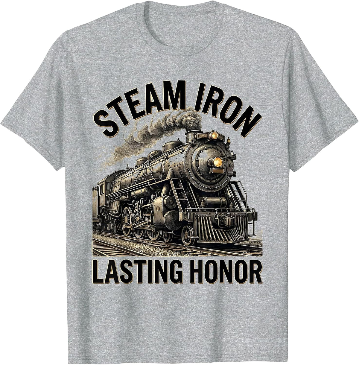 Men's Steam Iron Lasting Honor Big Boy 4014 Steam Locomotive Train T-Shirt - Heather Grey