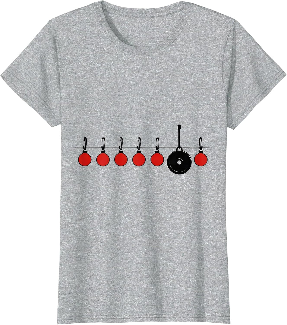 Hooks Ornament Weight Plate Minimalist Christmas Gym Workout T-Shirt - Heather Grey