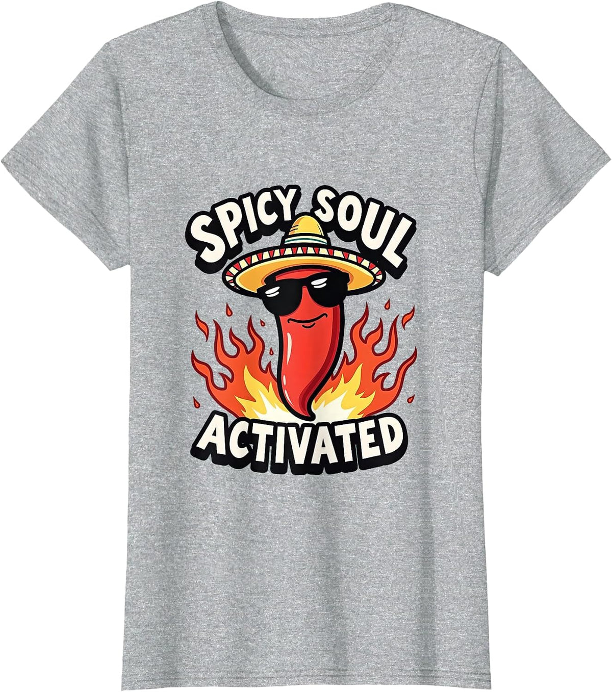 Spicy Soul Activated Cinco De Mayo Design T-Shirt - Heather Grey