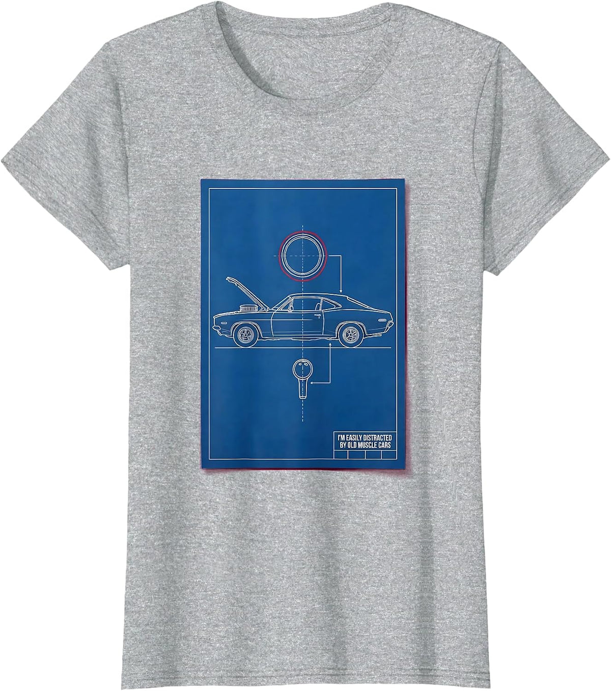 I'm Easily Distracted By Old Muscle Cars Vintage Car Guy T-Shirt - Heather Grey