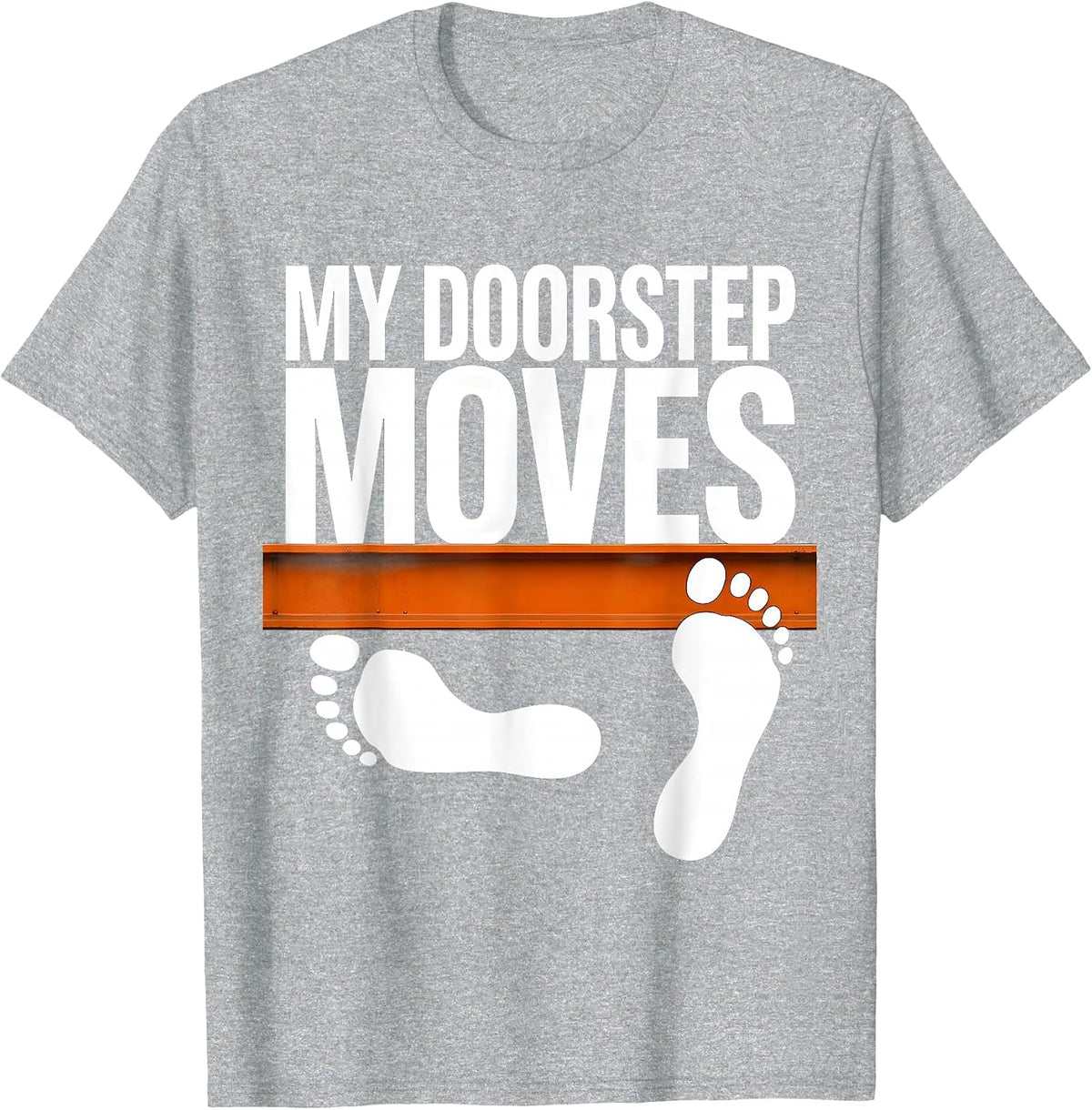 Men's My Doorstep Moves Brutalist Van Life Retro Road Trip Humor T-Shirt - Heather Grey