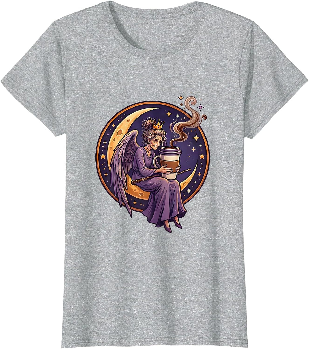Tired Fairy Godmother Coffee Break Funny Gift T-Shirt - Heather Grey