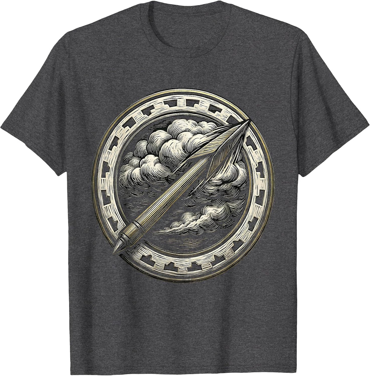 Javelin Through Storm Clouds Sports Graphic T-Shirt - Dark Heather Grey