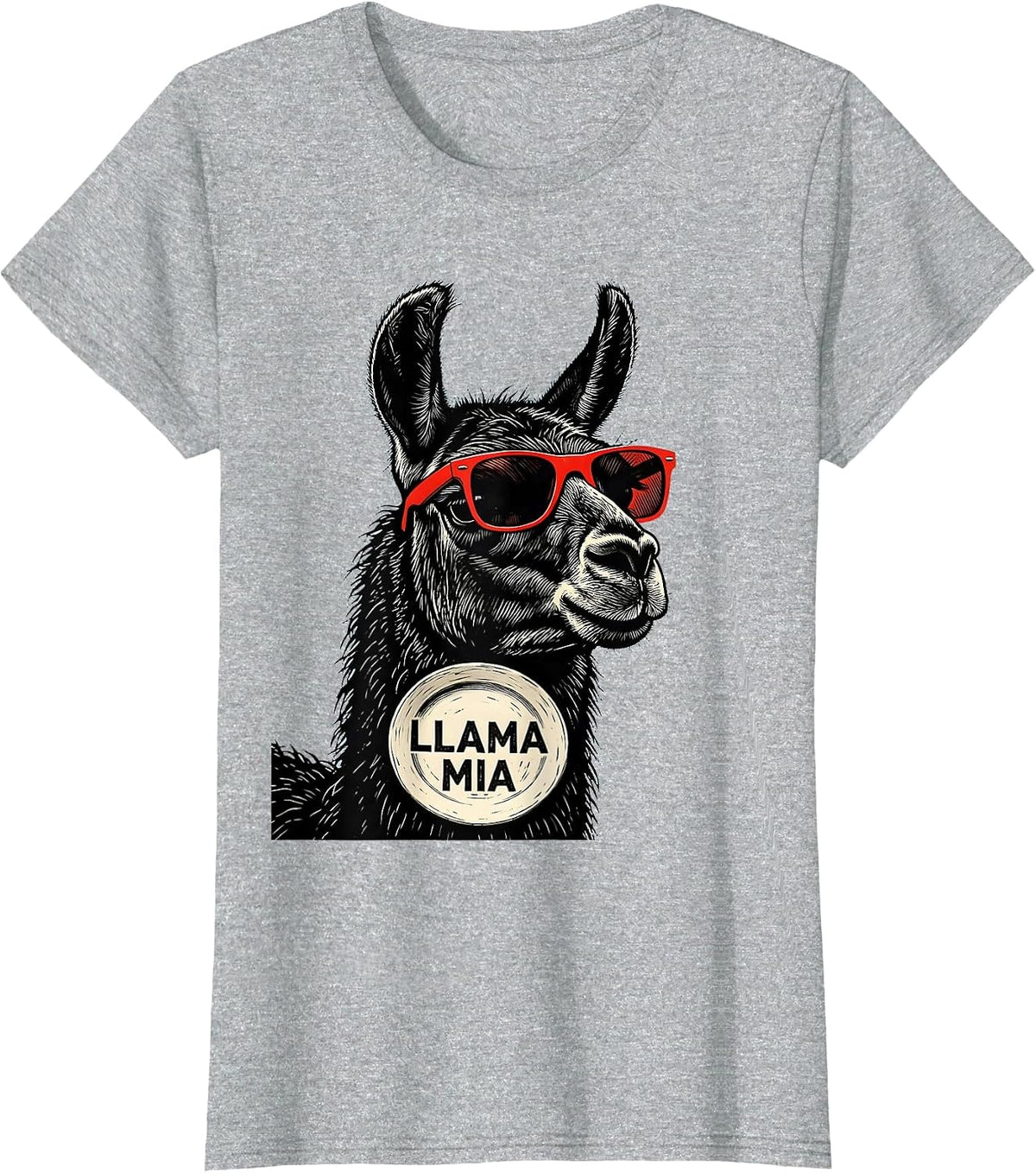 Llama Mia Funny Llama Sunglasses Animal Humor Gift T-Shirt - Heather Grey