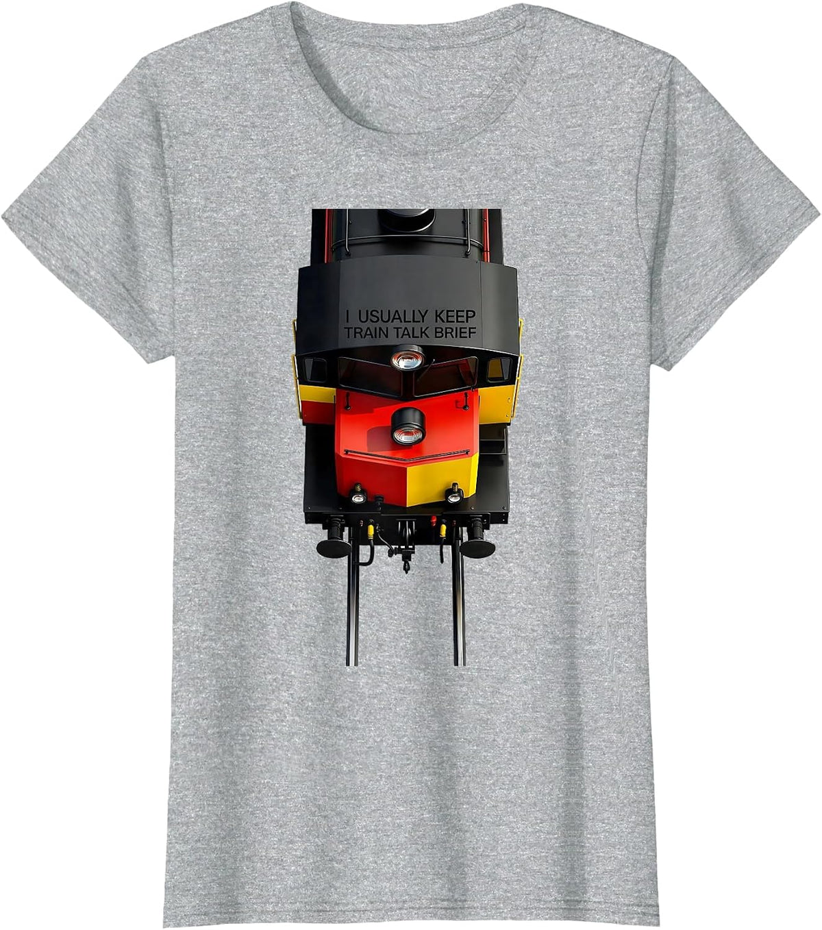 Women's I Usually Keep Train Talk Brief Funny Train Enthusiast Model T-Shirt - Heather Grey