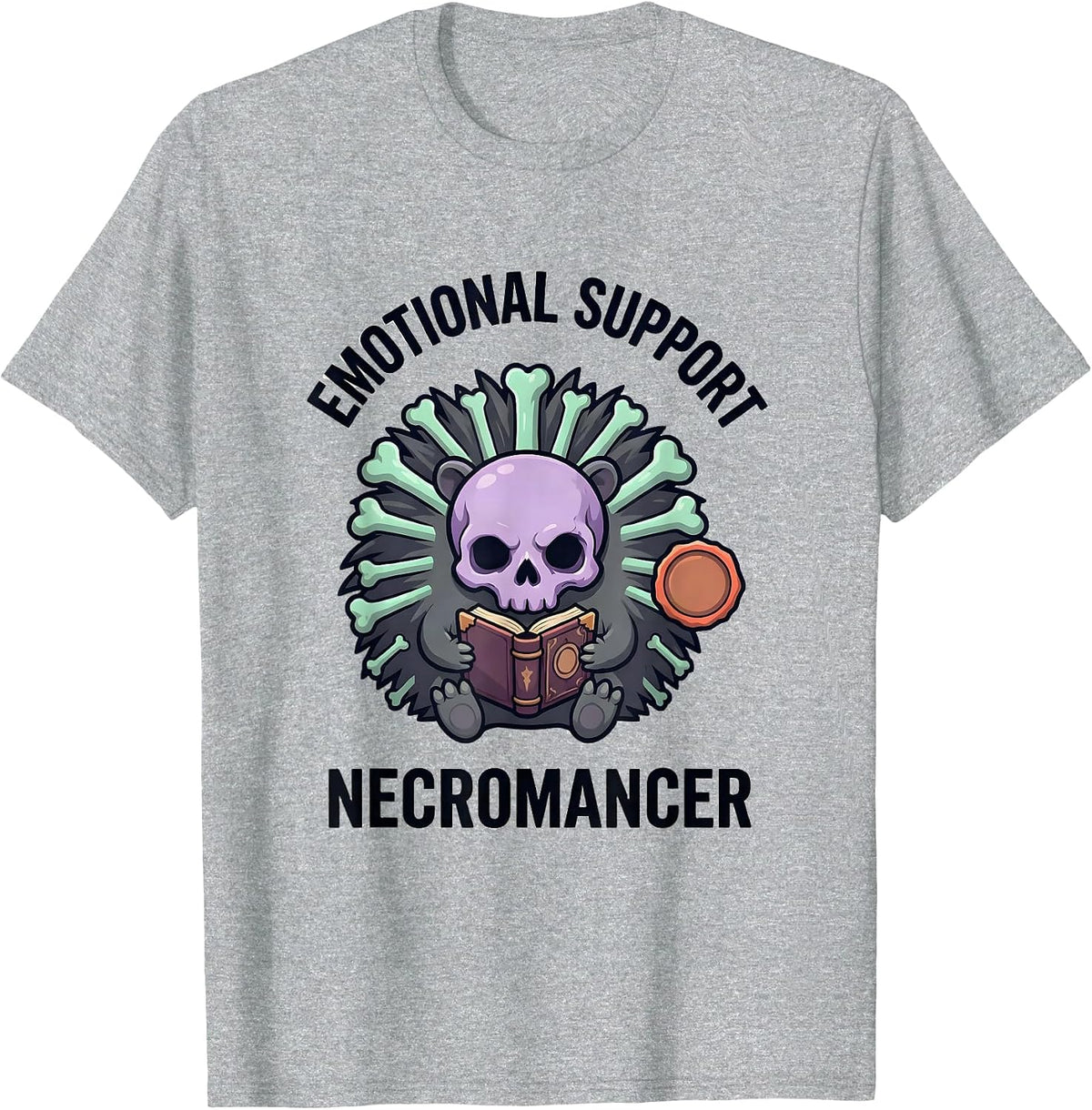 Men's Emotional Support Necromancer Pastel Goth Kawaii Horror T-Shirt - Heather Grey