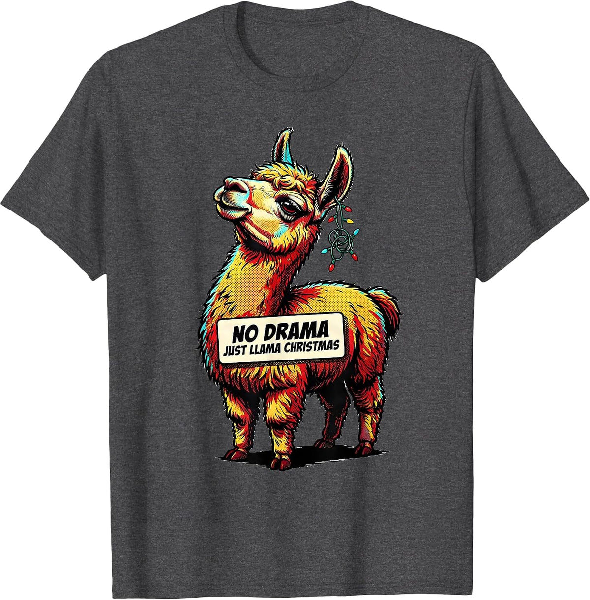 No Drama Just Llama Christmas Funny Llama Lover Gift T-Shirt - Dark Heather Grey